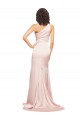 Full Length One Shoulder Long Silky Satin Bridesmaid Dress with High Split