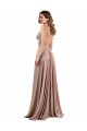 Long A-Line Plunge V-Neckline Spandex Bridesmaid Dress with Slit