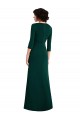Floor Length 3/4 Sleeves V-Back Draped Wrap Maxi Spandex Bridesmaid Dress