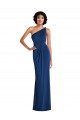 Grecian Inspired One Shoulder Twist Draped Maxi Spandex Bridesmaid Dress