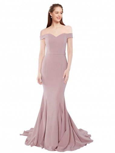 Shop Off the Shoulder Mermaid Long Sweep Train Bridesmaid Dress