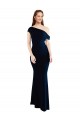 Draped Off the Shoulder Fitted Crepe Bridesmaid Dress