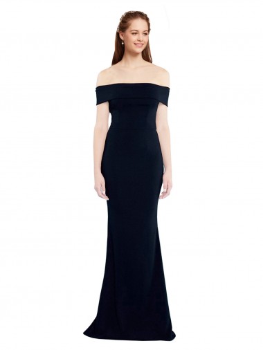 Shop Off the Shoulder Fitted Crepe Bridesmaid Dress with Back Cut Out