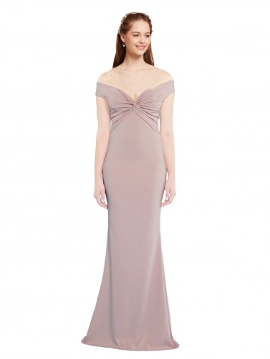 Shop Knotted Off the Shoulder Crepe Bridesmaid Dress with Cut-Out Back
