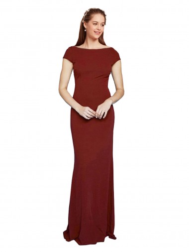 Shop Cap Sleelves Mermaid Crepe Bridesmaid Dress Keyhole Back