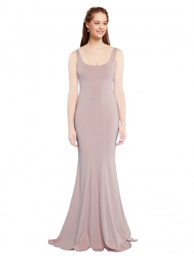Shop Sleeveless Scoop Neck Fully Lined Crepe Bridesmaid Dress