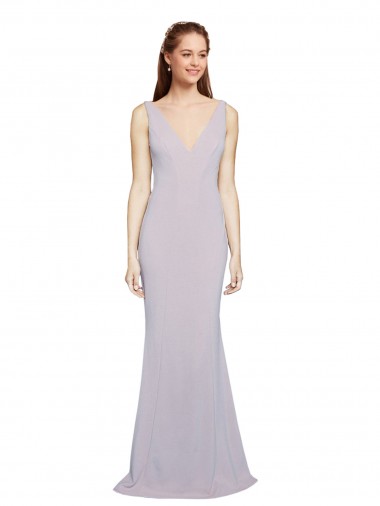 Shop Cut-Out Back V-Neckline Mermaid Crepe Bridesmaid Dress Keyhole Back