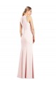 V-Neck Keyhole Back Crepe Trumpet Bridesmaid Dress