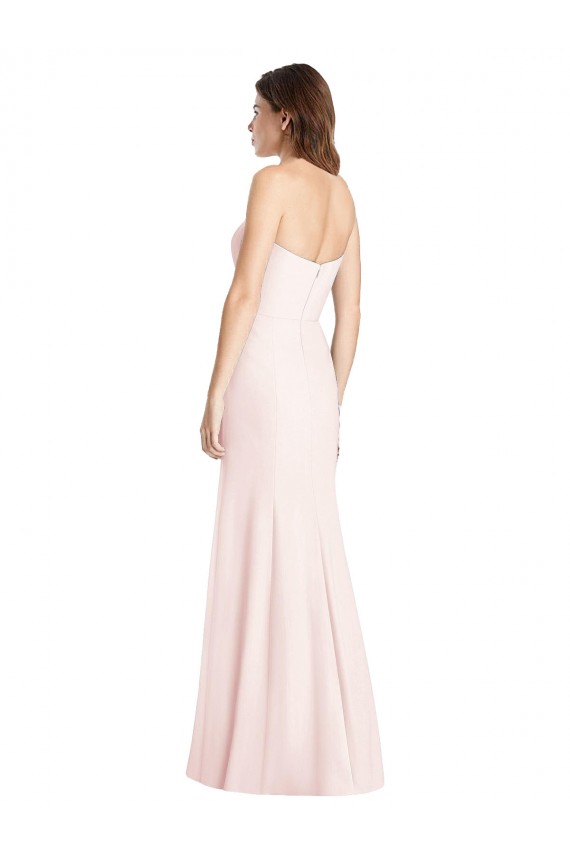 Strapless Crepe Trumpet Bridesmaid Dress with Front Slit