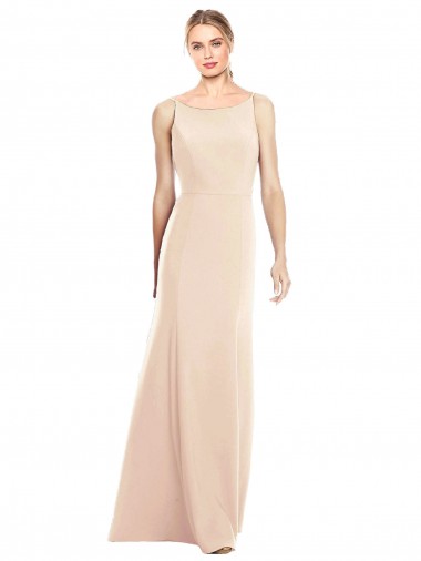 Shop V-Spaghetti Strap Open Back Bateau Neck Trumpet Bridesmaid Dress