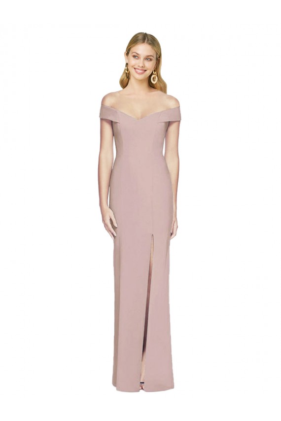 Off the Shoulder Criss Cross Back Trumpet Bridesmaid Dress