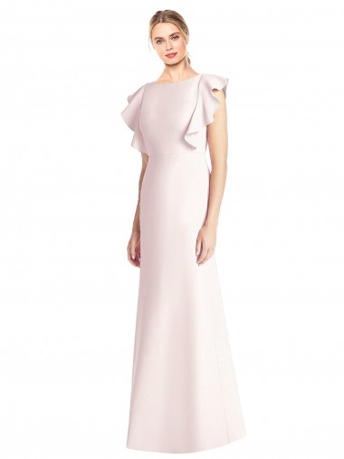 Shop Ruffle Cap Sleeves Open Back Trumpet Bridesmaid Dress