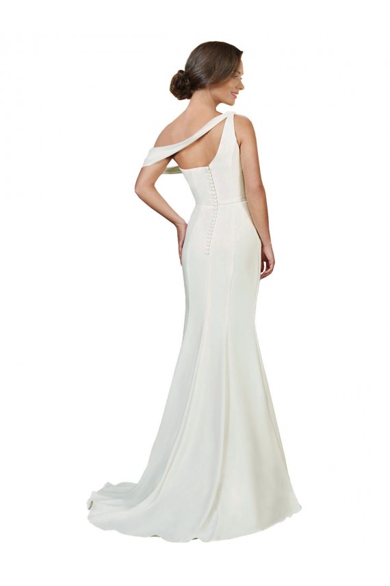 One Shoulder Crepe Bridesmaid Dress with Draped Off the Shoulder Strap