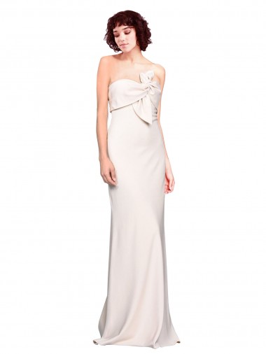 Shop Strapless Crepe Fitted Bridesmaid Dress with Twist Bow