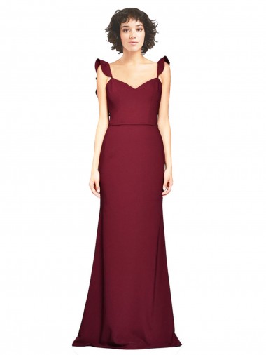 Shop Crepe Slip Bridesmaid Dress with Ruffled Straps