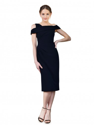 Shop Draped Cross Shoulder Stretch Crepe Cocktail Dress