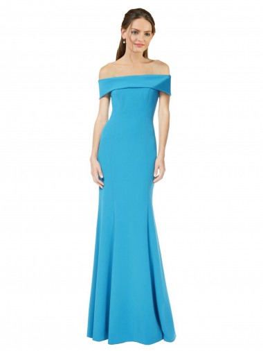 Shop Off the Shoulder Crepe Bridesmaid Dress with Fitted Silhouette