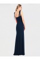 Flat Tie Shoulder Crepe Trumpet Bridesmaid Dress with Front Slit