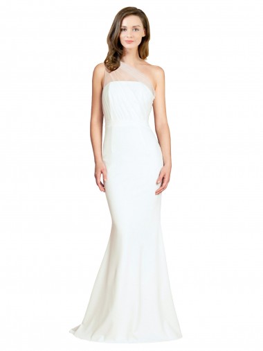 Shop Soft Tulle Shoulder Overlay Mermaid One Shoulder Crepe Bridesmaid Dress