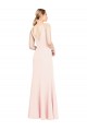 Slim A-Line V-Neck Long Stretch Crepe Bridesmaid Dress with V-Back