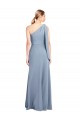 Draped Flutter Sleeves One Shoulder Stretch Crepe Bridesmaid Dress