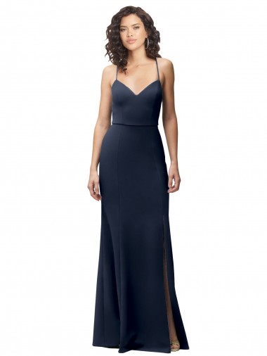 Shop Sweetheart Fit and Flare Stretch Crepe Bridesmaid Dress with Side Slit and Strappy Back