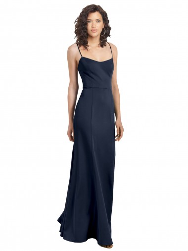 Shop Fit and Flare Scoop Neck Long Sleeveless Stretch Crepe Bridesmaid Dress