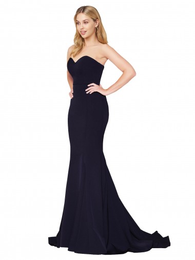 Shop Sweetheart High Neck Sweep Train Sleeveless Crepe Bridesmaid Dress