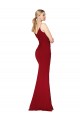 Spaghetti Straps V-Neck Long Crepe Dress with High Slit