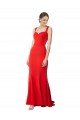 Long Chapel Train Fishtail Maxi Crepe Bridesmaid Dress with Sweetheart Neckline