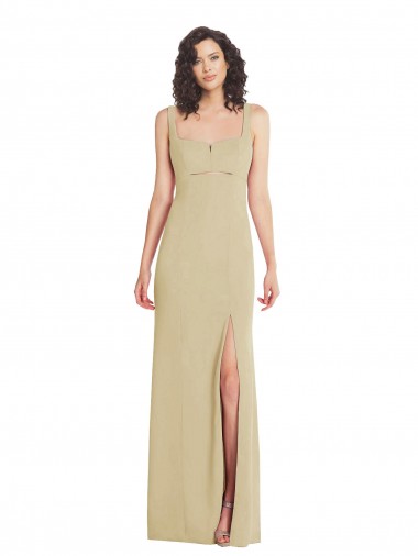 Shop Wide Strap Slash Cutout Empire Bridesmaid Dress with Front Slit