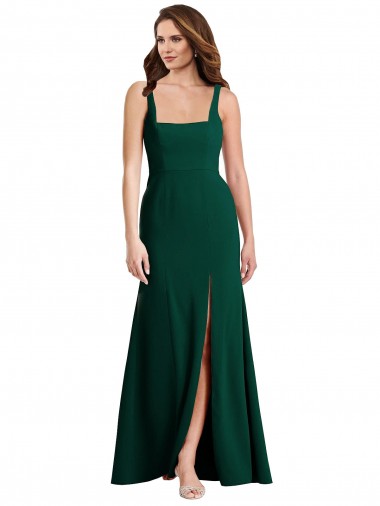 Shop Square Neck Trumpet Maxi Bridesmaid Dress with Front Slit