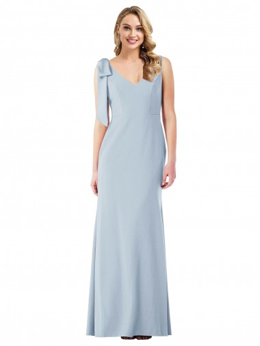 Shop V-Back Bow Shoulder Trumpet Bridesmaid Dress