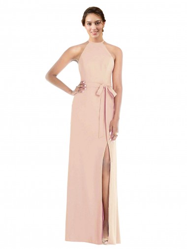 Shop Halter Criss Cross Cutout Back Maxi Bridesmaid Dress