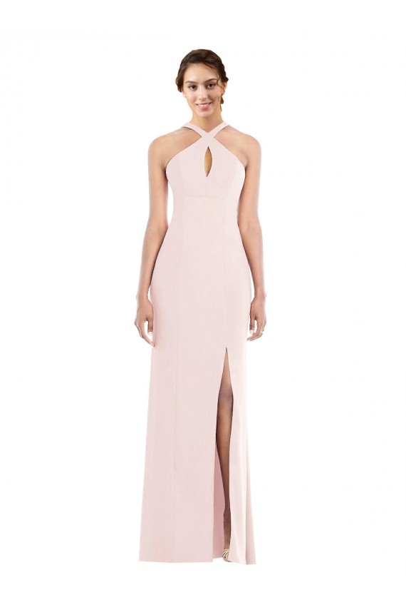Criss Cross Halter Princess Line Trumpet Bridesmaid Dress