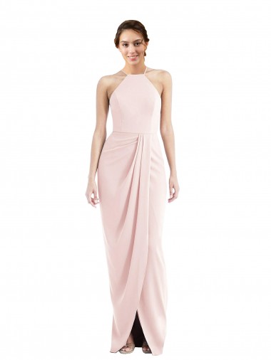 Shop Halter Draped Tulip Skirt Maxi Bridesmaid Dress