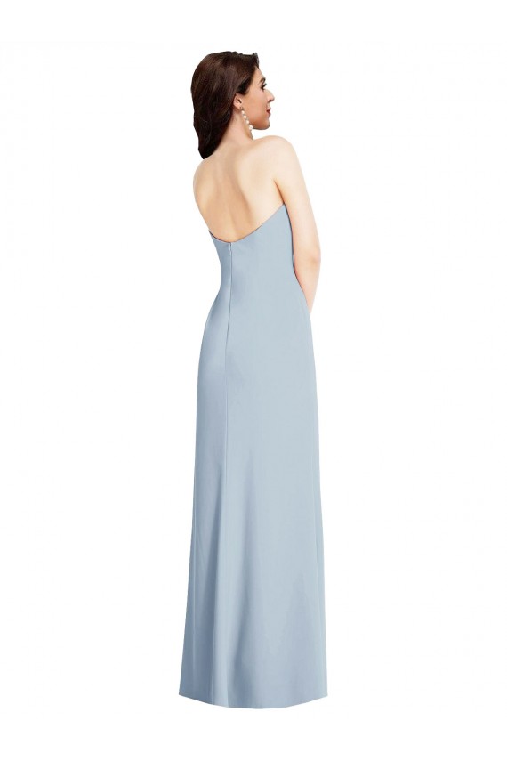 Strapless Scoop Back Maxi Bridesmaid Dress with Front Slit