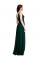 Slim A-Line V-Neck Full Length Crepe Bridesmaid Dress with Side Slit