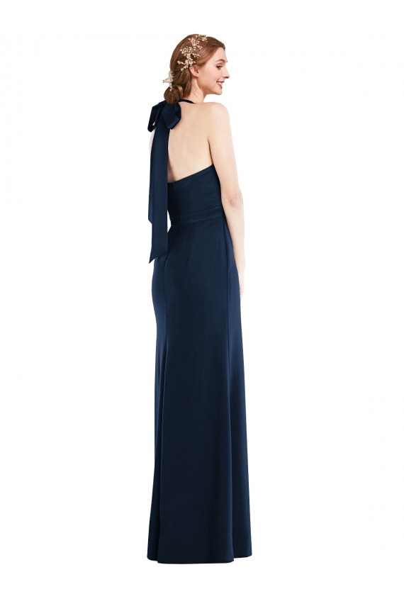 High Neck Open Back Long Maxi Bridesmaid Dress