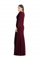 Long Puff Sleeve V-Neck Trumpet Bridesmaid Maxi Dress