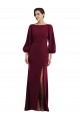 Bishop Sleeve Open Back Trumpet Bridesmaid Dress with Scarf Tie