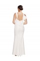 Full Length Square Neck Crepe Bridesmaid Dress with Asymmetrical Straps and Bow Back