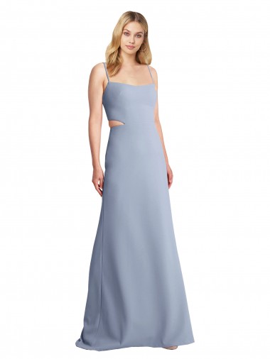 Shop Feminine Scoop Neckline Long Crepe Slip Bridesmaid Dress 