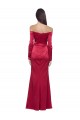 Long Sleeves Off the Shoulder Stretch Satin Bridesmaid Dress with High Side Split