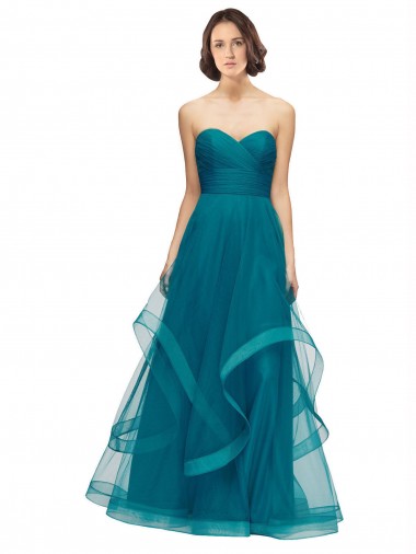 Shop Sweetheart Tulle Bridesmaid Dress with Wide Waistband