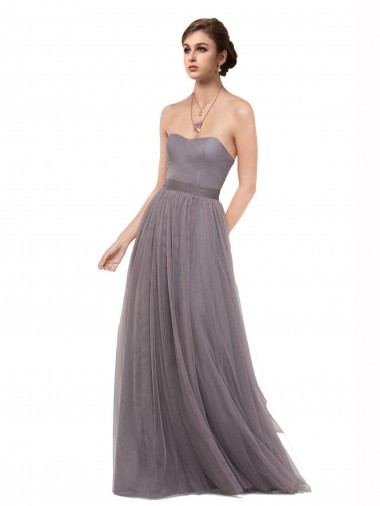 Shop Strapless Tulle Bridesmaid Dress with Waistband
