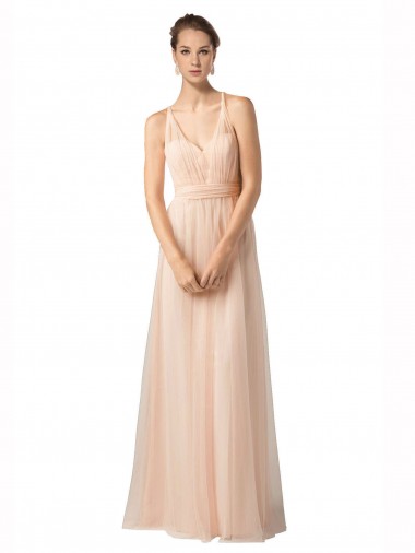 Shop Sweetheart A-Line Tulle Bridesmaid Dress with Shirred Bodice