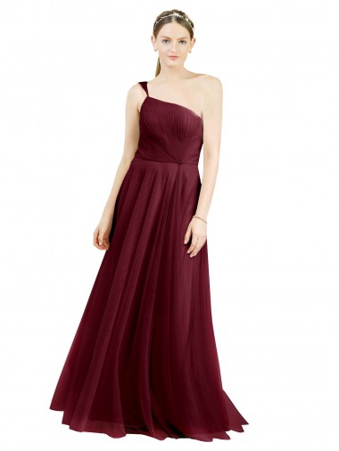 Shop One Shoulder Floor Length Long Tulle Bridesmaid Dress