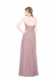 Ruffled Halter V-Neck Long Tulle Bridesmaid Dress with Pleats
