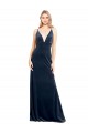 V-Back Long Velvet Bridesmaid Dress with Notched V-Neck and Spaghetti Straps